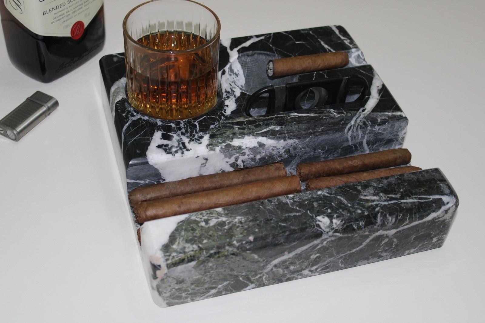 El Yapımı Kişiselleştirilebilir Mermer Viski ve Puro Seti – Lüks Hediye Seçeneği