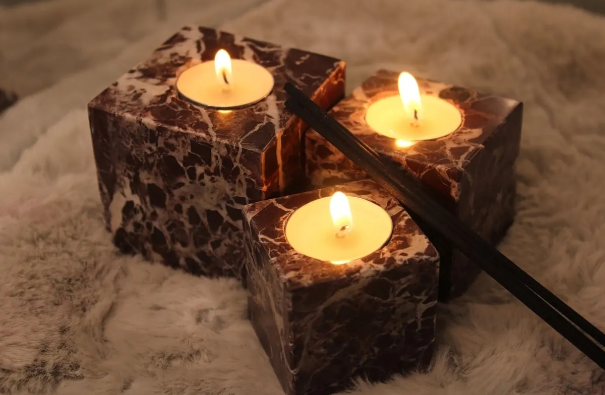 Rosso Levanto 3'lü Mermer Mumluk Seti