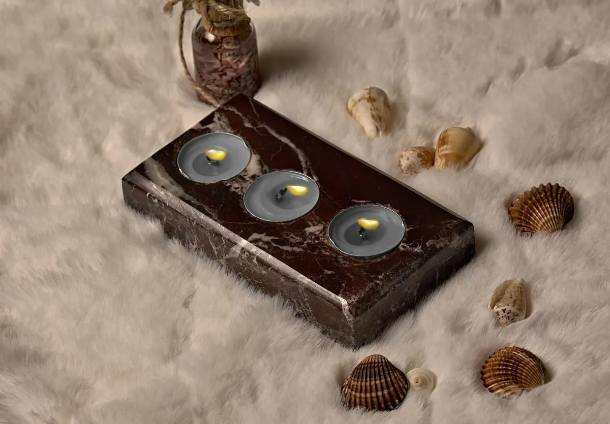 Dikdörtgen 3'lü Mermer Blok Mumluk