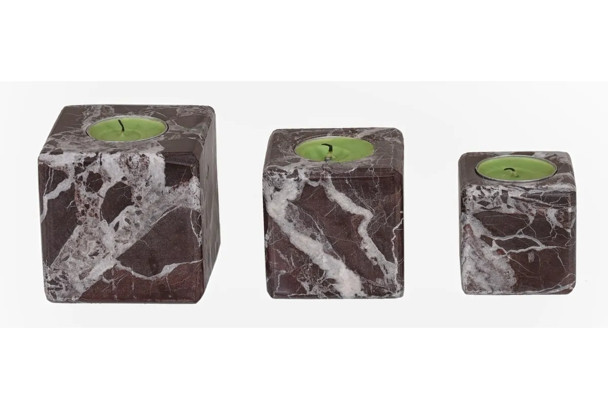 Rosso Levanto 3'lü Mermer Mumluk Seti