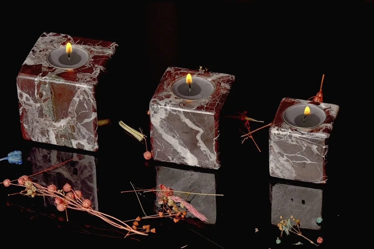 Rosso Levanto 3'lü Mermer Mumluk Seti