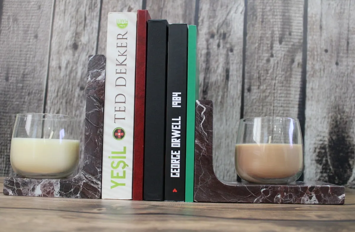 Rosso Levanto L Harfi Şeklinde Kitap Tutucu 2'li Set