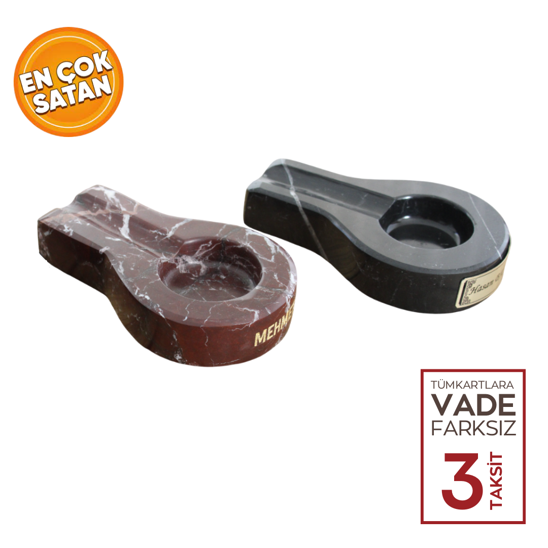 Kişiye Özel El Yapımı Mermer Küllük - 2 Renk Seçeneği ile Şık ve Kişiselleştirilebilir Tasarım