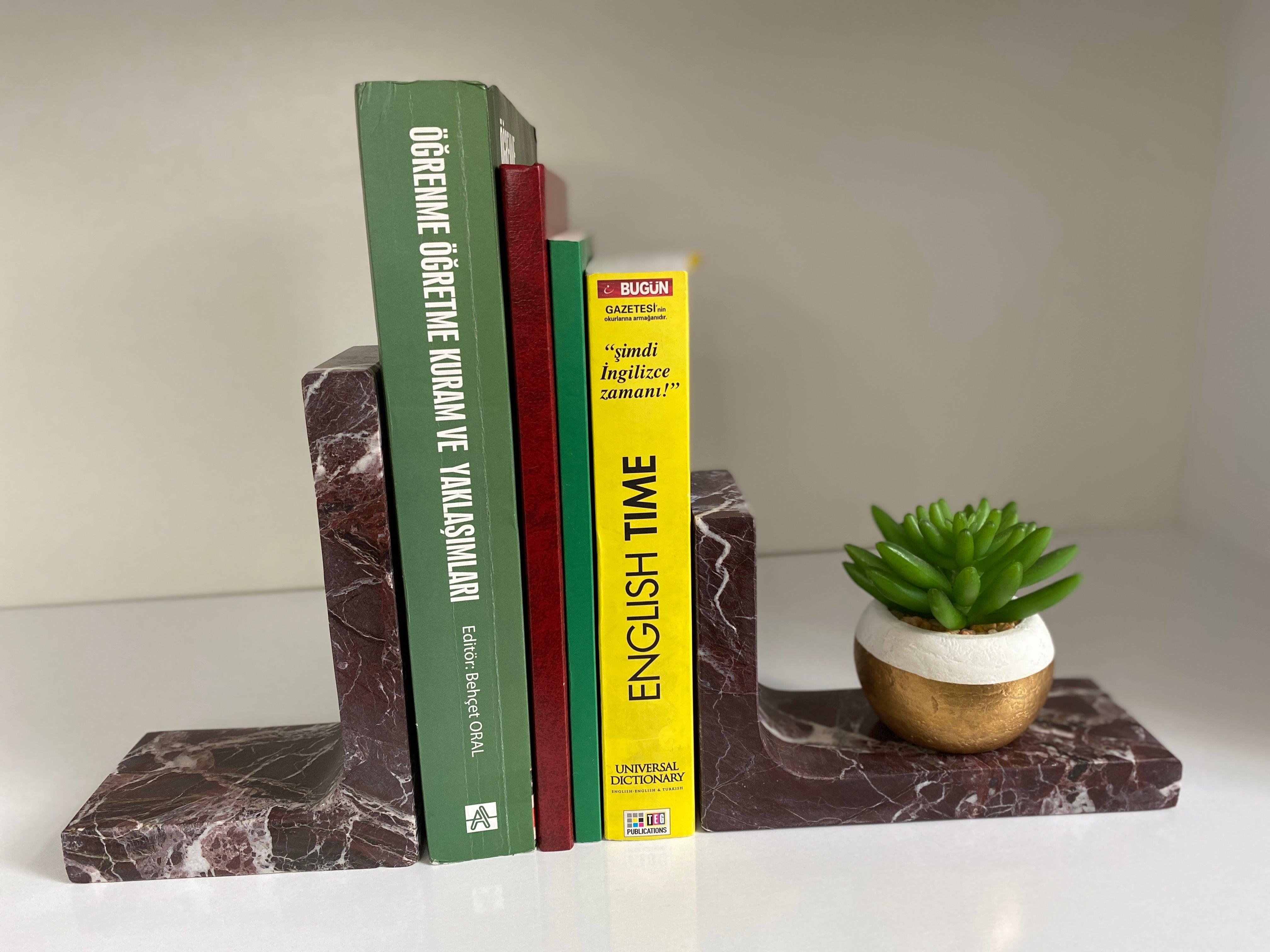 Rosso Levanto L Harfi Şeklinde Kitap Tutucu 2'li Set