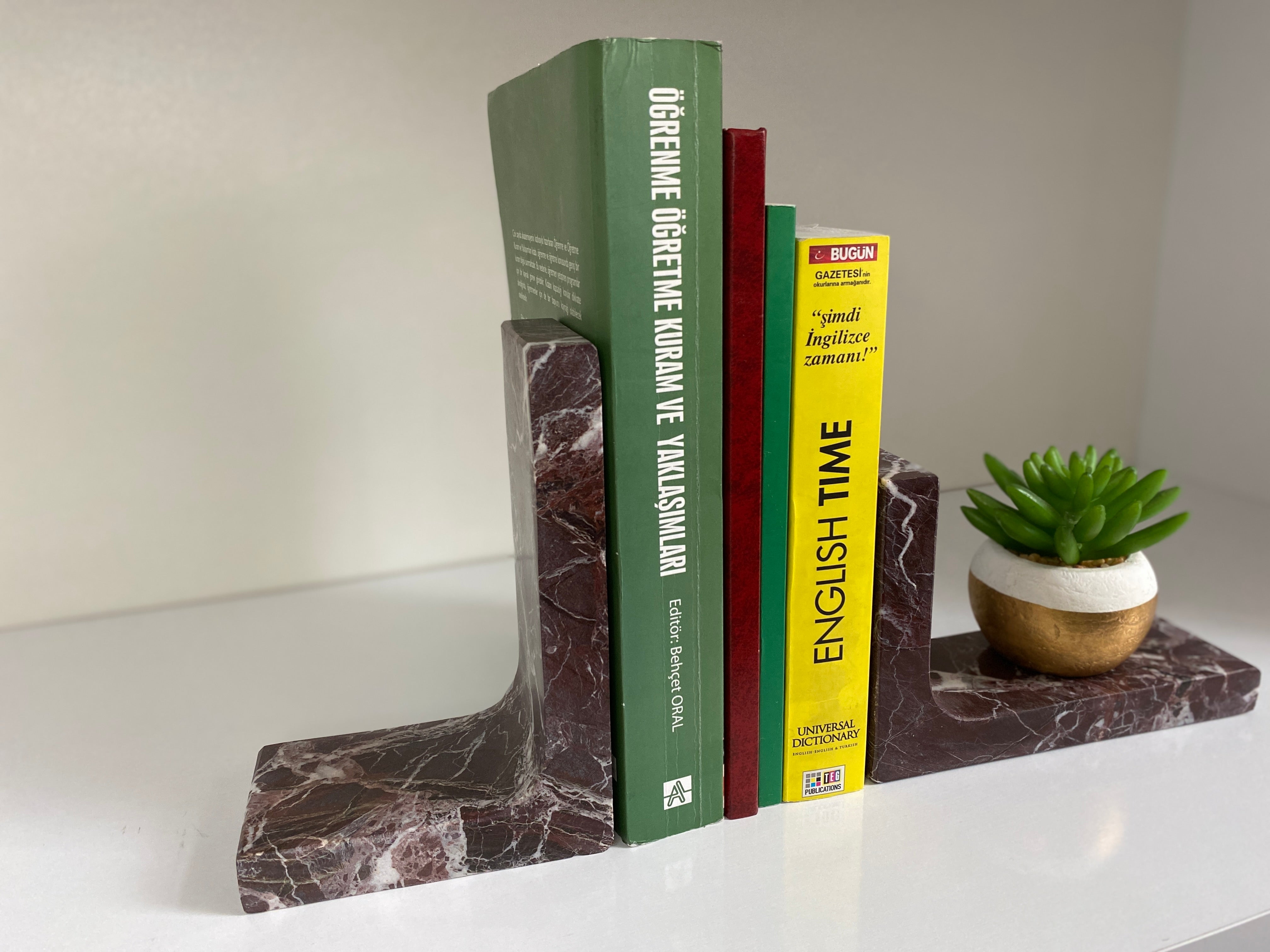 Rosso Levanto L Harfi Şeklinde Kitap Tutucu 2'li Set