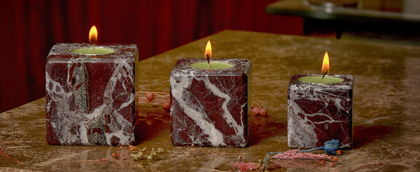 Rosso Levanto 3'lü Mermer Mumluk Seti