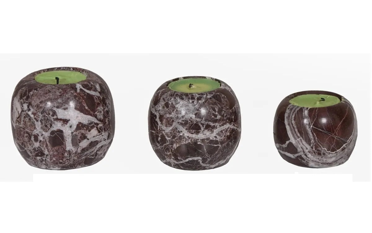 Rosso Levanto 3'lü Mermer Mumluk Seti