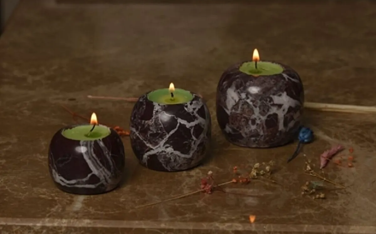 Rosso Levanto 3'lü Mermer Mumluk Seti