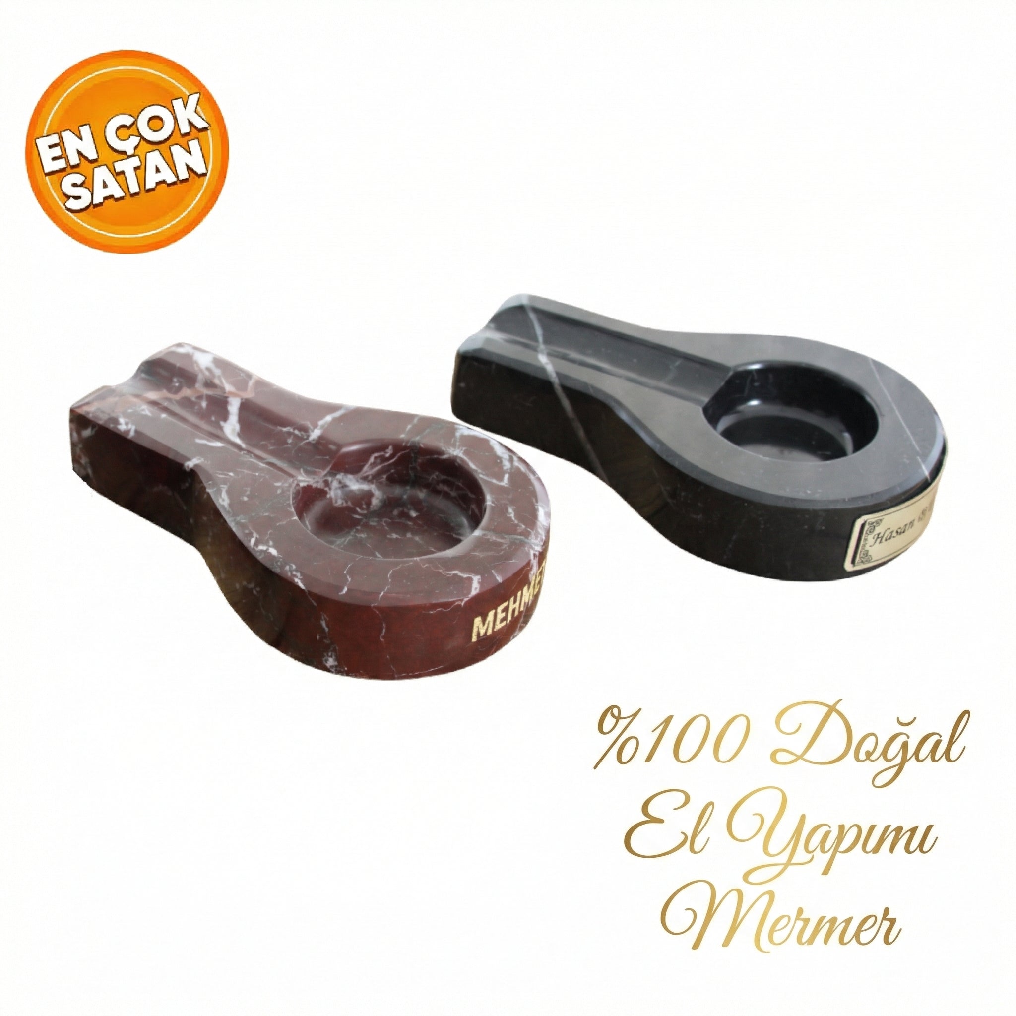 Kişiye Özel El Yapımı Mermer Küllük - 2 Renk Seçeneği ile Şık ve Kişiselleştirilebilir Tasarım